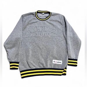 Gray Milwaukee Brewers Sweater MLB With Yellow and Black Accents Size Medium